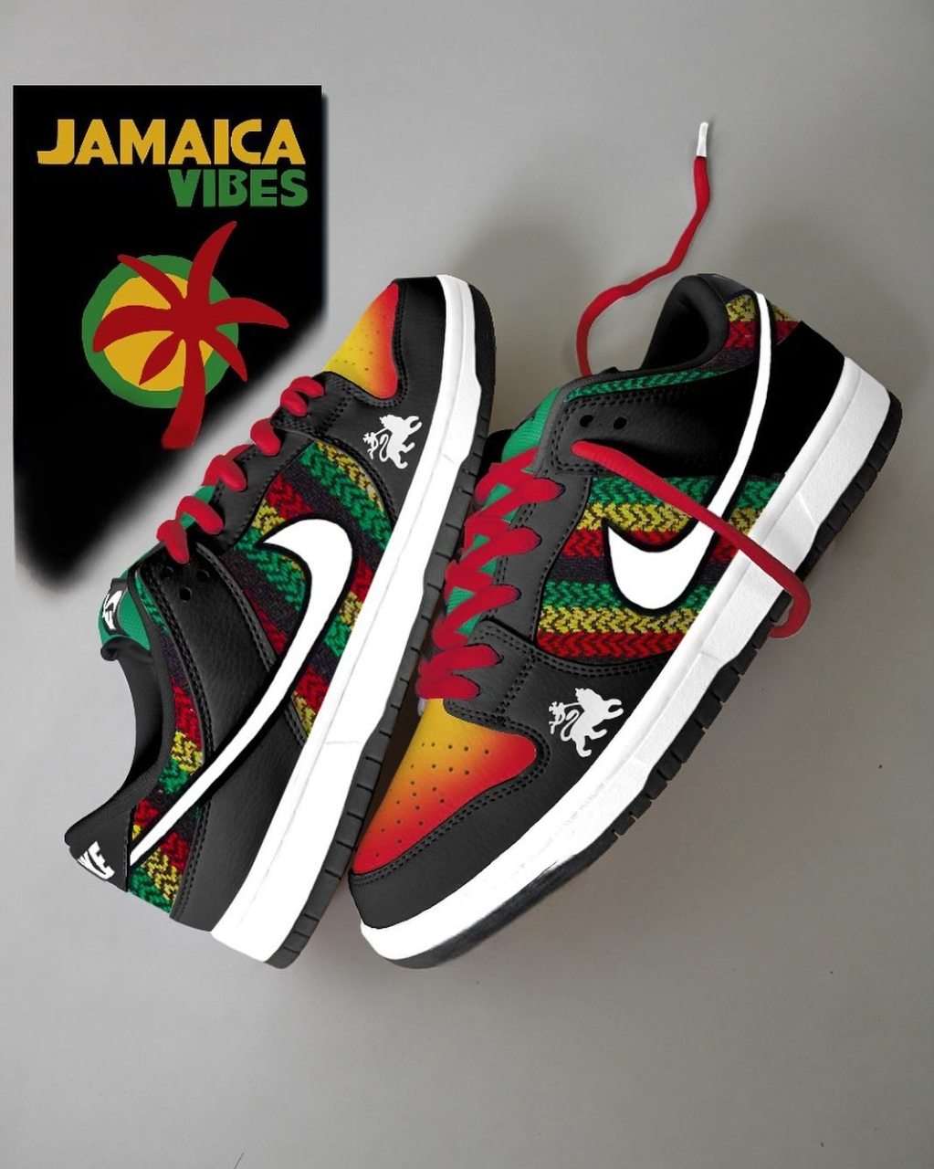 The Bob Marley Nike SB Dunk reimagined with Rastafari colors offers a respectful and vibrant aesthetic