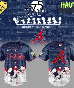 Atlanta Braves 75th Anniversary of Peanuts Special Baseball Jersey