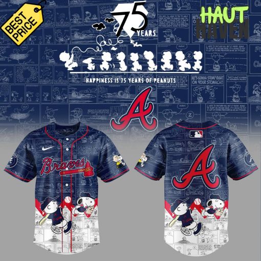 Atlanta Braves 75th Anniversary of Peanuts Special Baseball Jersey