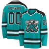 Custom Aqua Black White Hockey Jersey