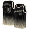 Custom Black Black Old Gold 3D Pattern Design Tiger And Peacock Authentic Basketball Jersey