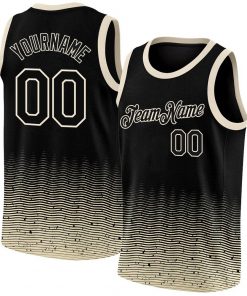 Custom Black Cream Fade Fashion Authentic City Edition Basketball Jersey