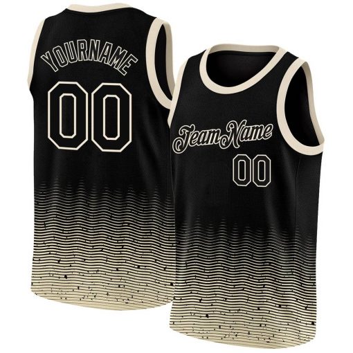 Custom Black Cream Fade Fashion Authentic City Edition Basketball Jersey