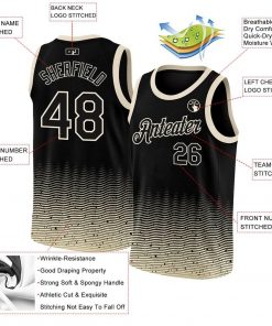 Custom Black Cream Fade Fashion Authentic City Edition Basketball Jersey