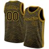 Custom Black Black Old Gold 3D Pattern Design Tiger And Peacock Authentic Basketball Jersey