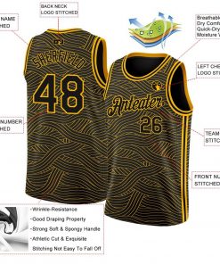 Custom Black Gold Authentic City Edition Basketball Jersey