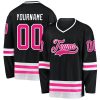 Custom Aqua Black White Hockey Jersey