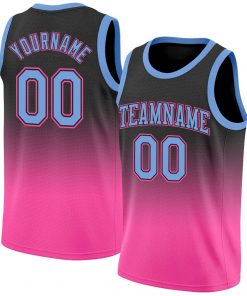 Custom Black Light Blue Pink Authentic Fade Fashion Basketball Jersey