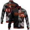 Custom Black Red Skull Fashion 3D Varsity Letterman Jacket