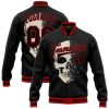 Custom Black Red Skull Fashion 3D Varsity Letterman Jacket