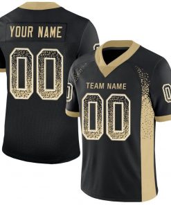 Custom Black Vegas Gold White Mesh Drift Fashion Football Jersey