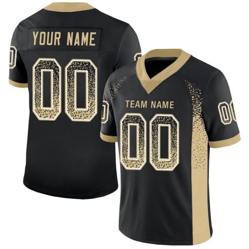 Custom Black Vegas Gold White Mesh Drift Fashion Football Jersey