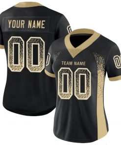 Custom Black Vegas Gold White Mesh Drift Fashion Football Jersey