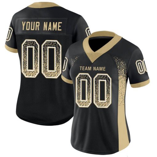 Custom Black Vegas Gold White Mesh Drift Fashion Football Jersey