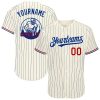 Custom Cream Royal Pinstripe Red White Authentic Baseball Jersey