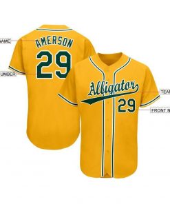 Custom Gold Green White Baseball Jersey