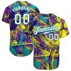 Custom Tie Dye Pink Light Blue 3D Rainbow Authentic Baseball Jersey