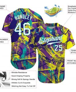 Custom Graffiti Abstract Urban Pattern White Teal 3D Authentic Baseball Jersey