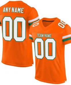 Custom Orange White Kelly Green Mesh Football Jersey