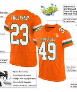 Custom Orange White Kelly Green Mesh Football Jersey