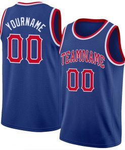 Custom Royal Red White Round Neck Rib Knit Basketball Jersey