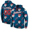 Custom Aqua White Red Christmas 3D Sports Pullover Sweatshirt Hoodie