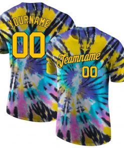 Custom Tie Dye Gold Black 3D Performance T-Shirt