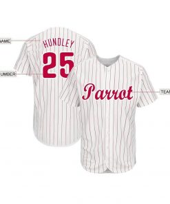 Custom White Red Pinstripe Red White Baseball Jersey