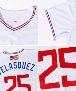 Custom White Red Royal Authentic American Flag Fashion Baseball Jersey