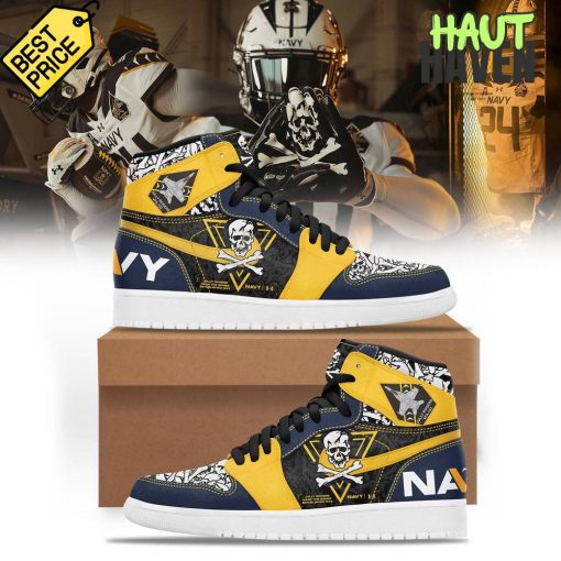 Navy Midshipmen Jolly Rogers “Fear The Bones” Air Jordan 1 Sneaker