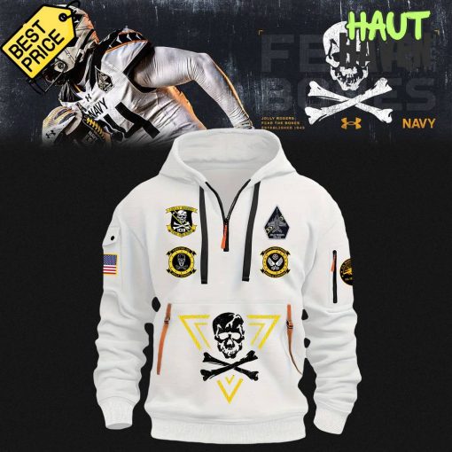 Navy Midshipmen Jolly Rogers Fear The Bones Quarter Zip Hoodie