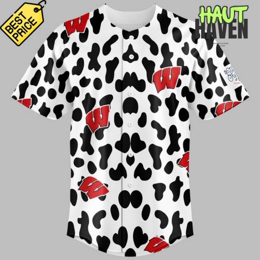 Wisconsin Badgers Special Cow Print Baseball Jersey