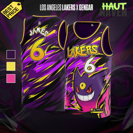 Los Angeles Lakers x Gengar Pokemon Special Basketball Jersey