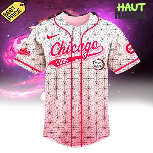 Chicago Cubs x Demon Slayer Special Pink Baseball Jersey