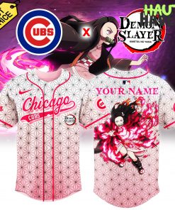 Chicago Cubs x Demon Slayer Special Pink Baseball Jersey