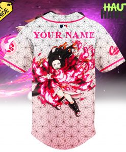 Chicago Cubs x Demon Slayer Special Pink Baseball Jersey