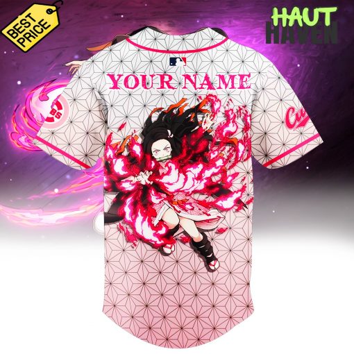 Chicago Cubs x Demon Slayer Special Pink Baseball Jersey