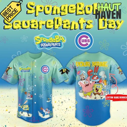 Chicago Cubs x SpongeBob Squarepants 25th Anniversary Baseball Jersey