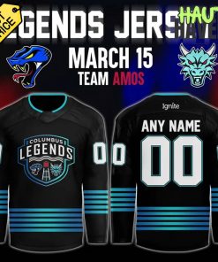 Columbus River Dragons Legends Night Team Amos Black Jersey – A Tribute to Hockey History