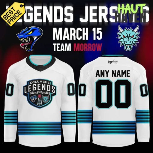 Columbus River Dragons Legends Night Team Morrow White Jersey