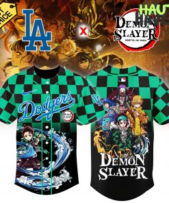 Los Angeles Dodgers x Demon Slayer Special Checkboard Pattern Jersey