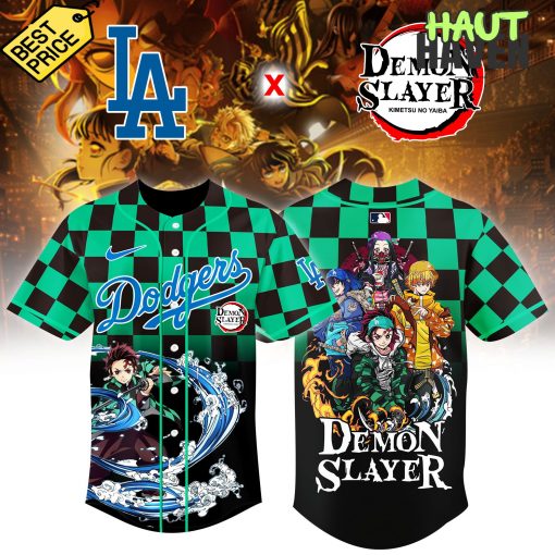 Los Angeles Dodgers x Demon Slayer Special Checkboard Pattern Jersey