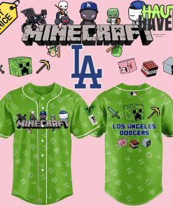 Los Angeles Dodgers x Minecraft Movie Special Green Baseball Jersey