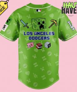 Los Angeles Dodgers x Minecraft Movie Special Green Baseball Jersey