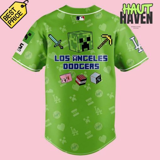 Los Angeles Dodgers x Minecraft Movie Special Green Baseball Jersey