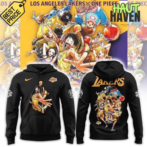 Los Angeles Lakers x One Piece D.Luffy Special Black Hoodie