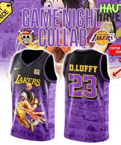 Los Angeles Lakers x One Piece Game Night Collab Personalized Purple Jersey Shorts 1