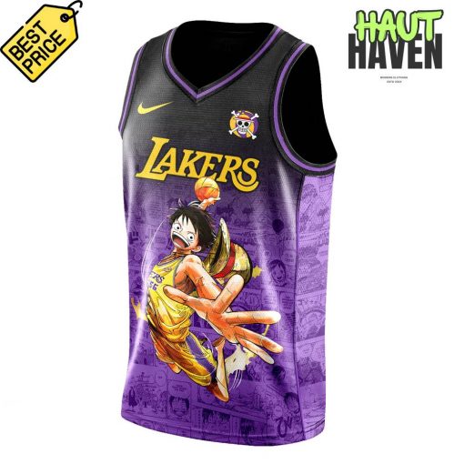 Los Angeles Lakers x One Piece Game Night Collab Personalized Purple Jersey Shorts