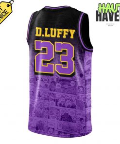 Los Angeles Lakers x One Piece Game Night Collab Personalized Purple Jersey Shorts 3