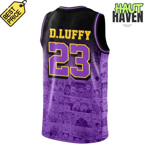 Los Angeles Lakers x One Piece Game Night Collab Personalized Purple Jersey Shorts